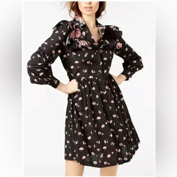 Jill Stuart Dresses & Skirts - Jill Stuart Printed‎ Ruffled Shirtdress floral Boho size Medium